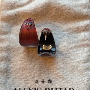 Alexis Bittar lucite and crystal hoop earring.